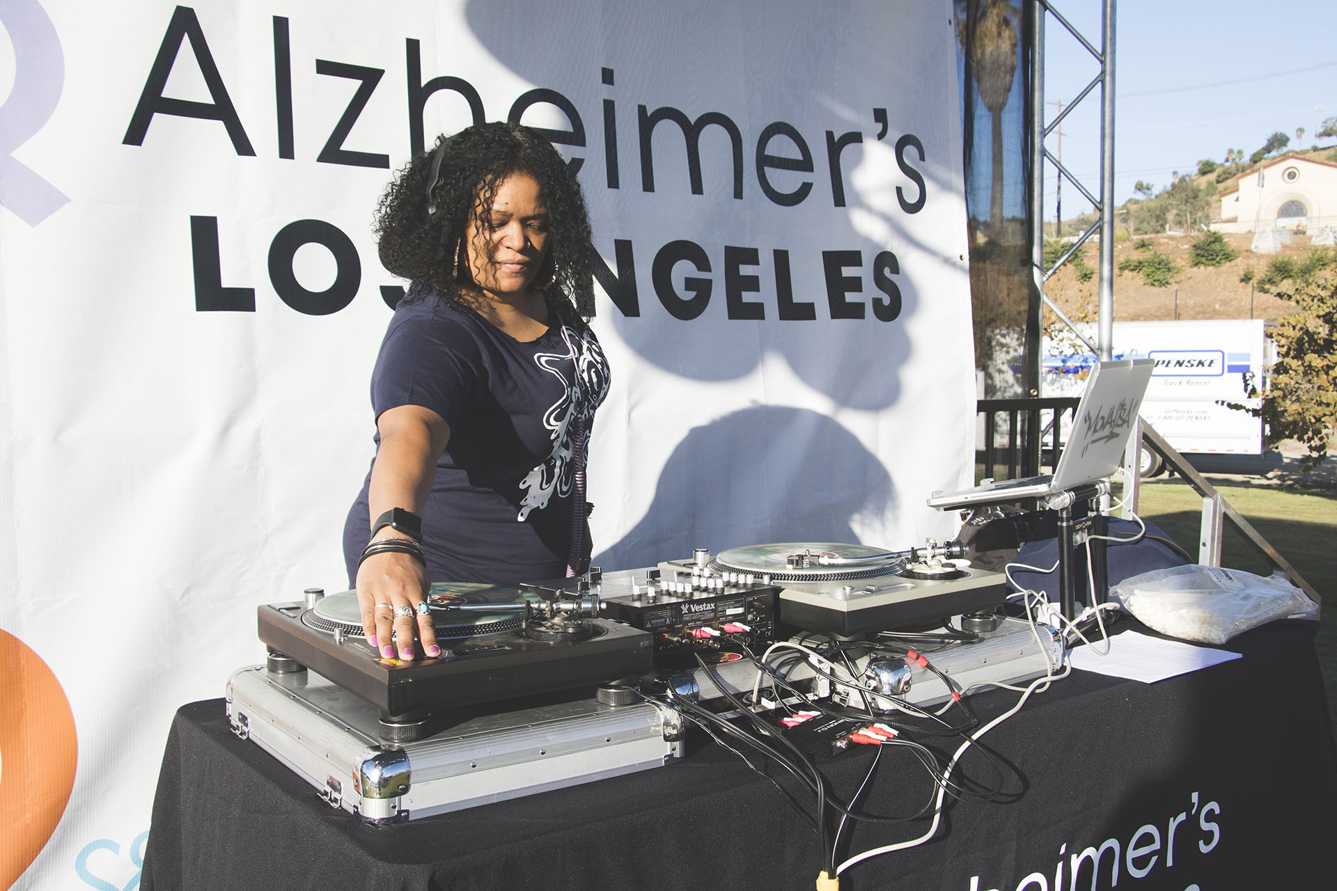 the DJ entertaining the crowd with music