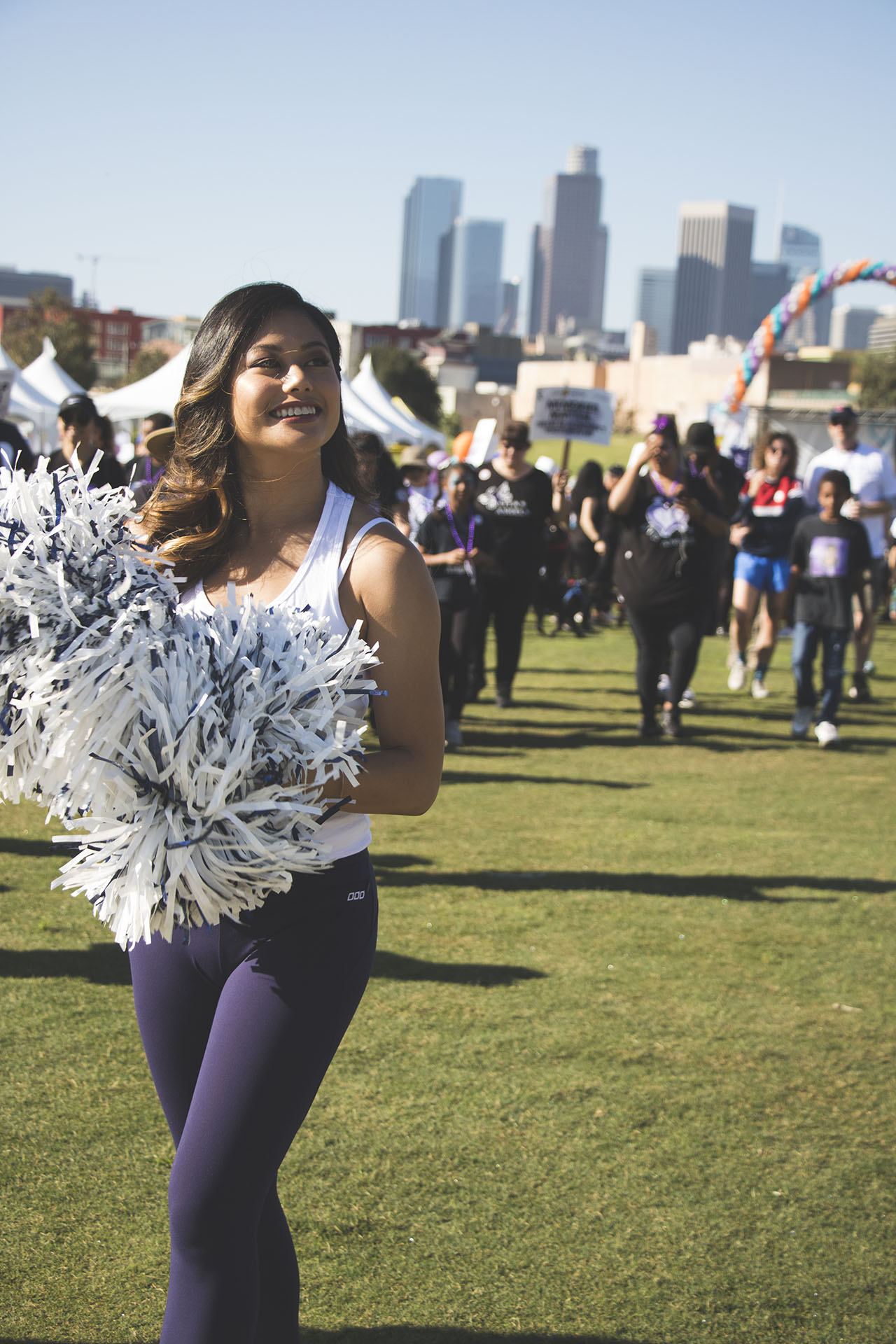 cheerleaders leading the walk