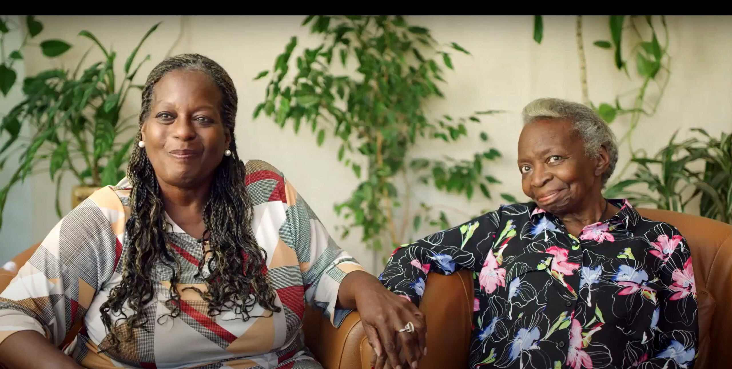Freda and Delores talking in Caregiving video