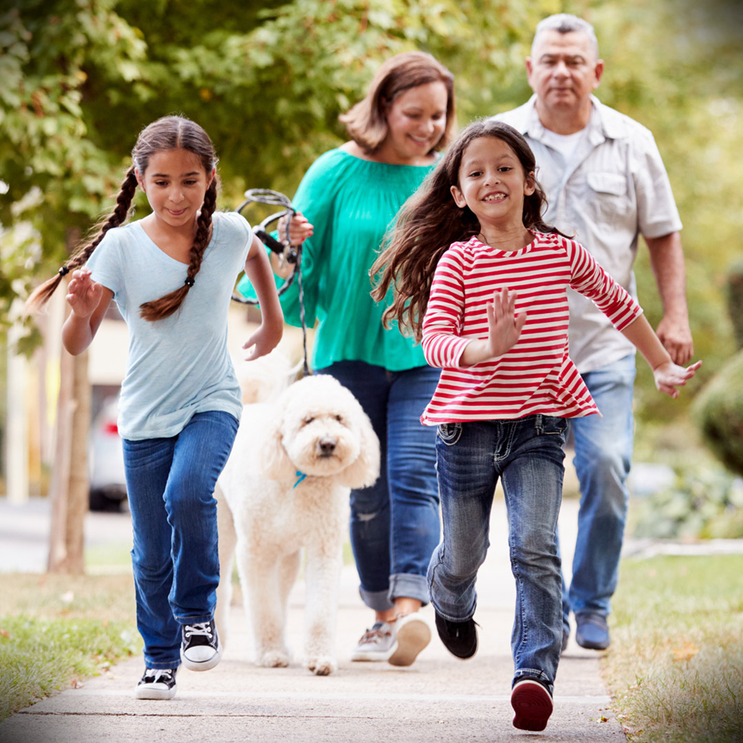 multigenerational Latinx family walking in the park