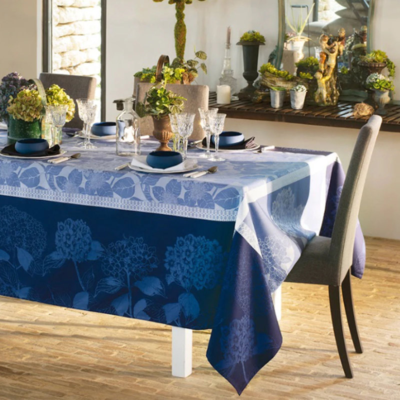 blue floral tablecloth imported by Lavender Blue