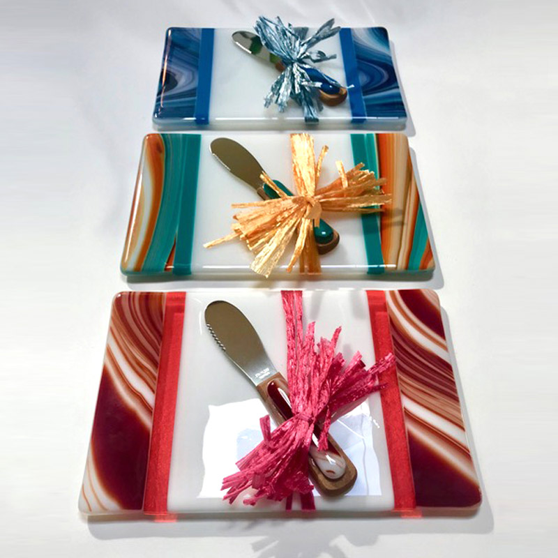 colorful glass cheeseboards