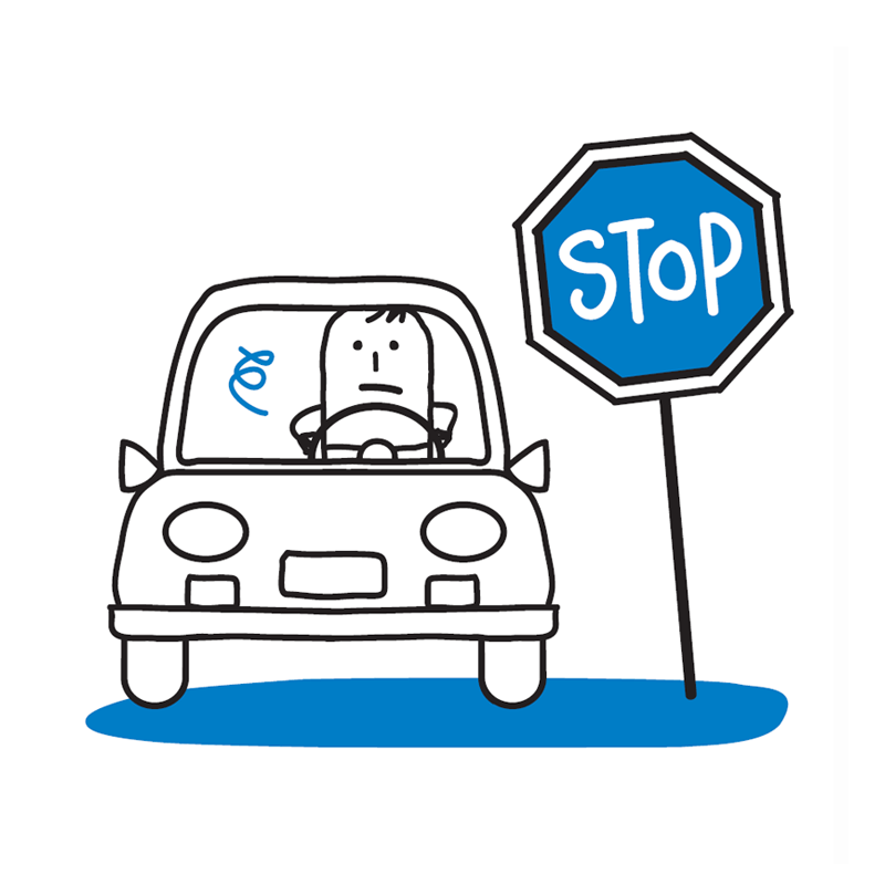 cartoon of person driving a car