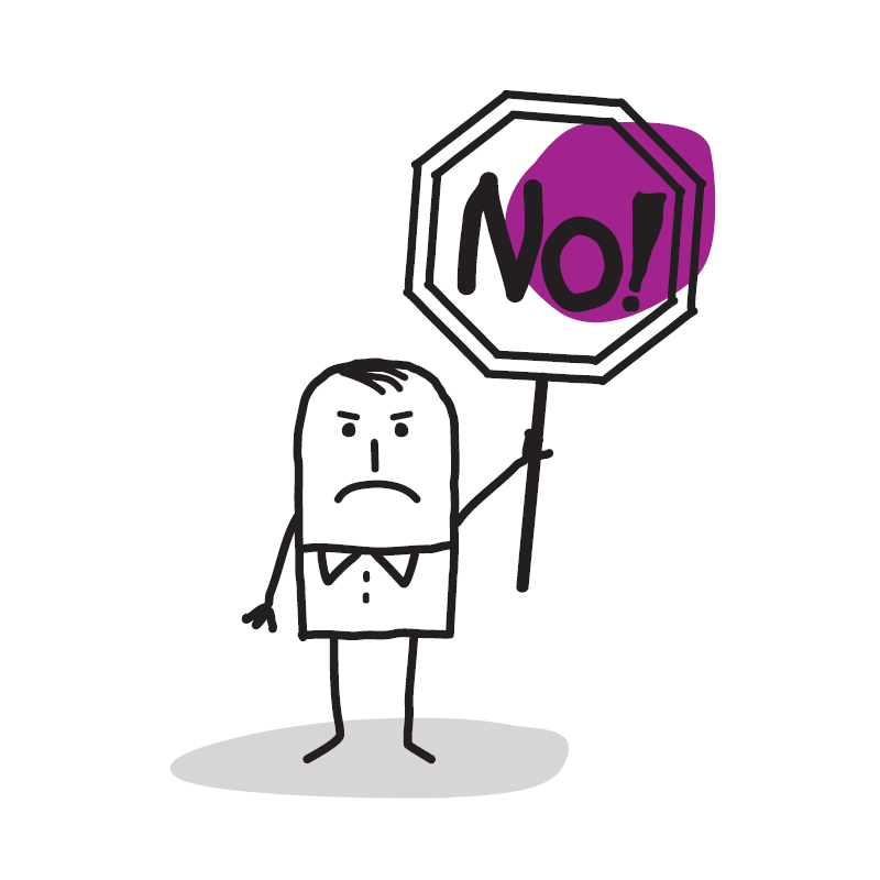 cartoon of man holding a stop sign