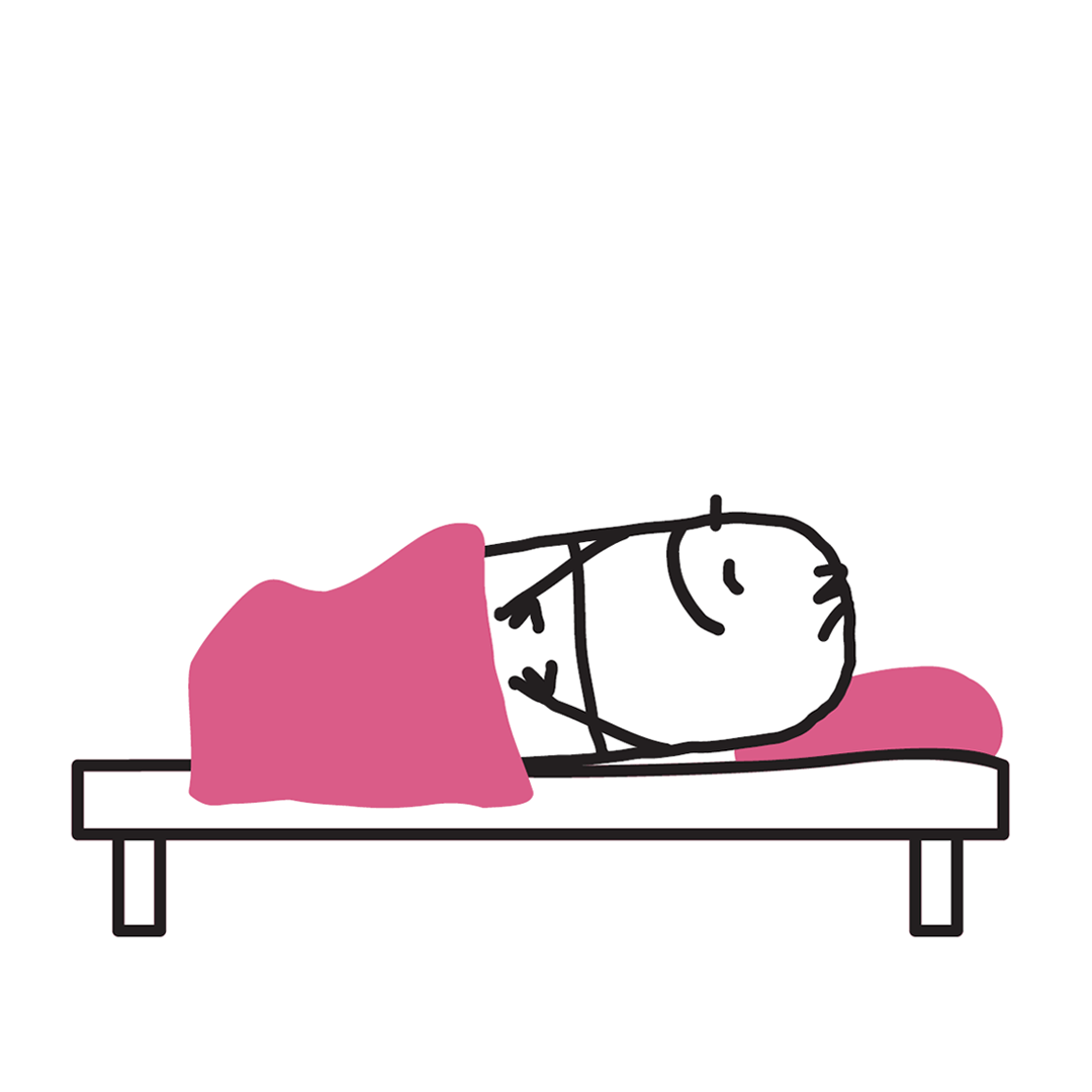 cartoon of person sleeping in bed