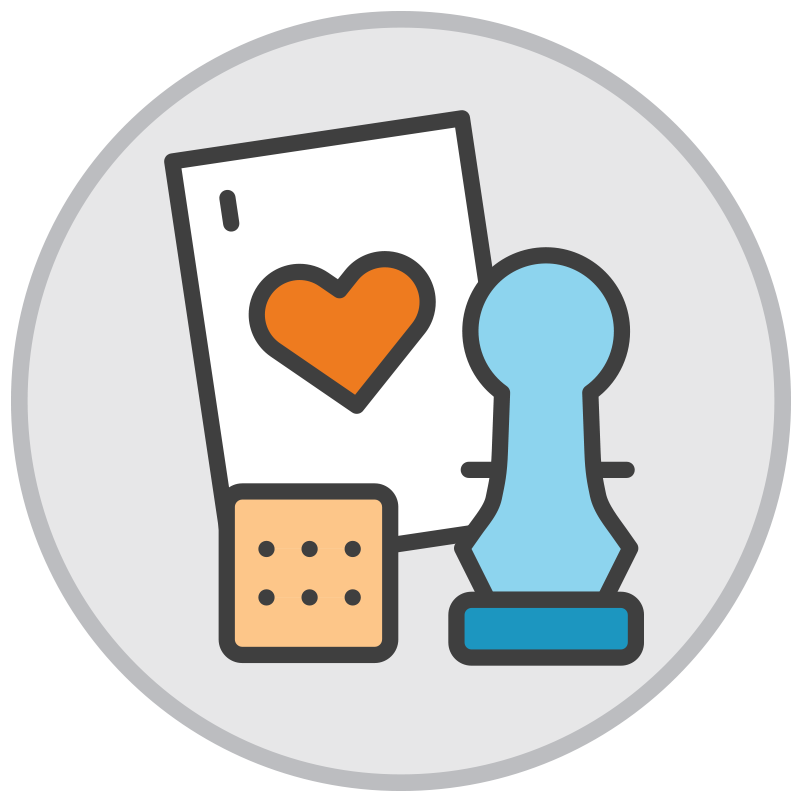 card, dice, and chess piece icon