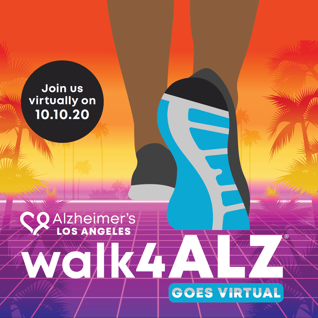 walk4ALZ illustration sunset walker 80s retro