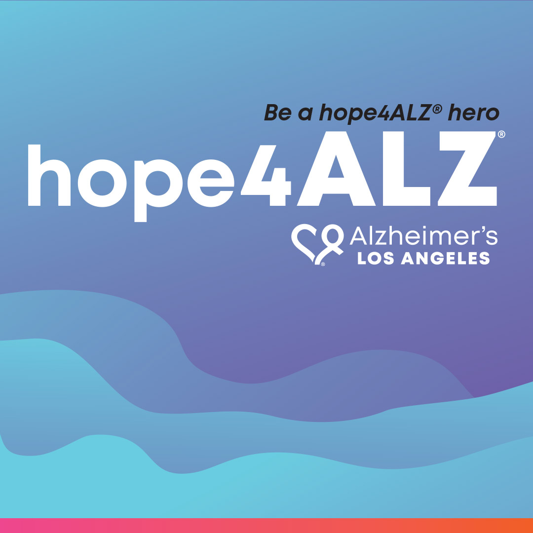 hope4ALZ logo on colorful blue and purple waves background