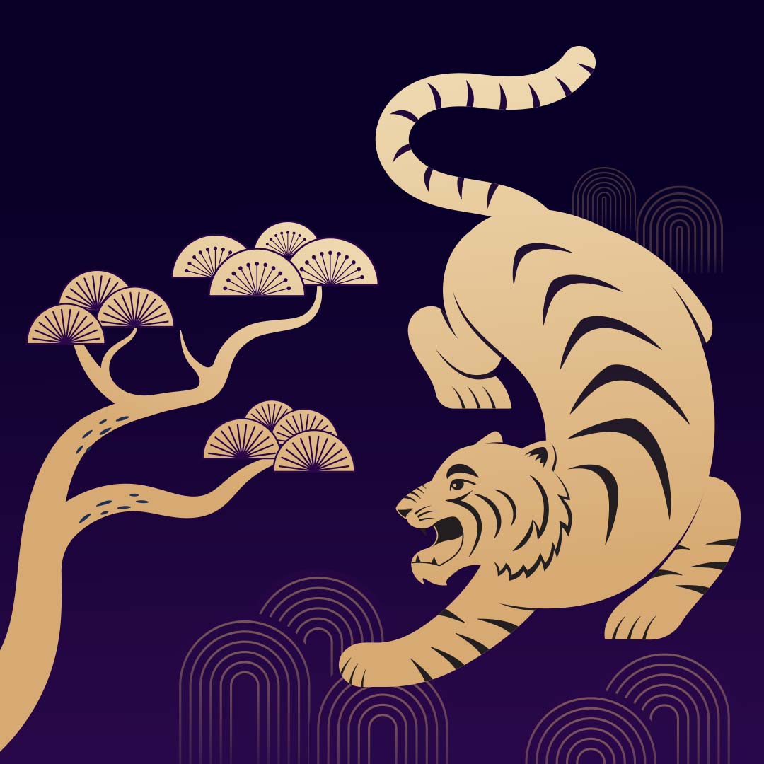 stylized illustration of tiger