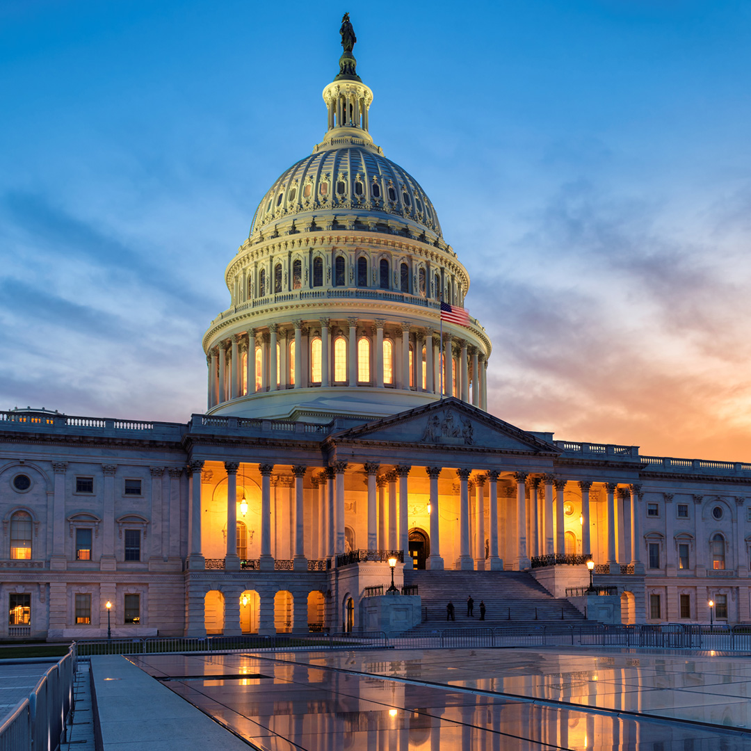 United States Capitol at sunset