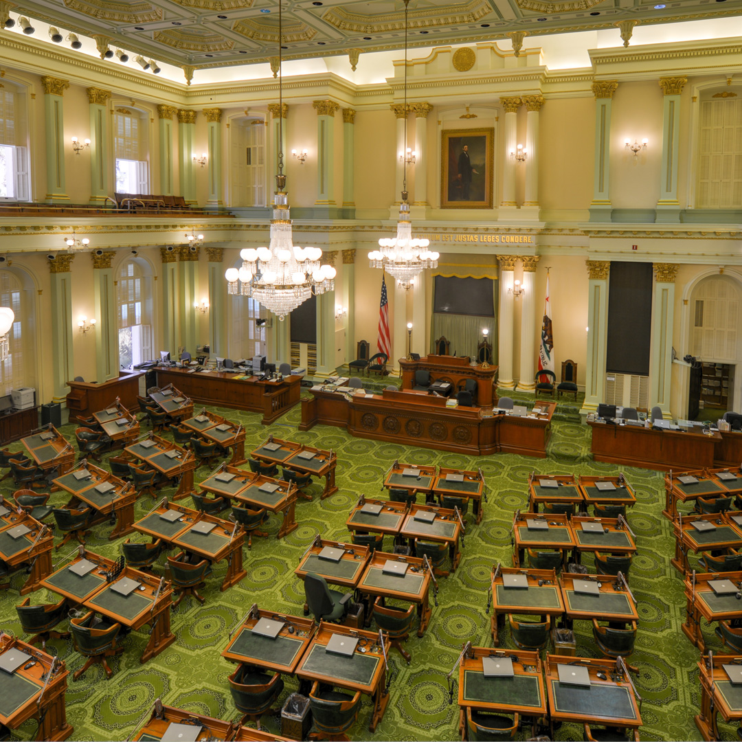 empty California Assembly Chamber