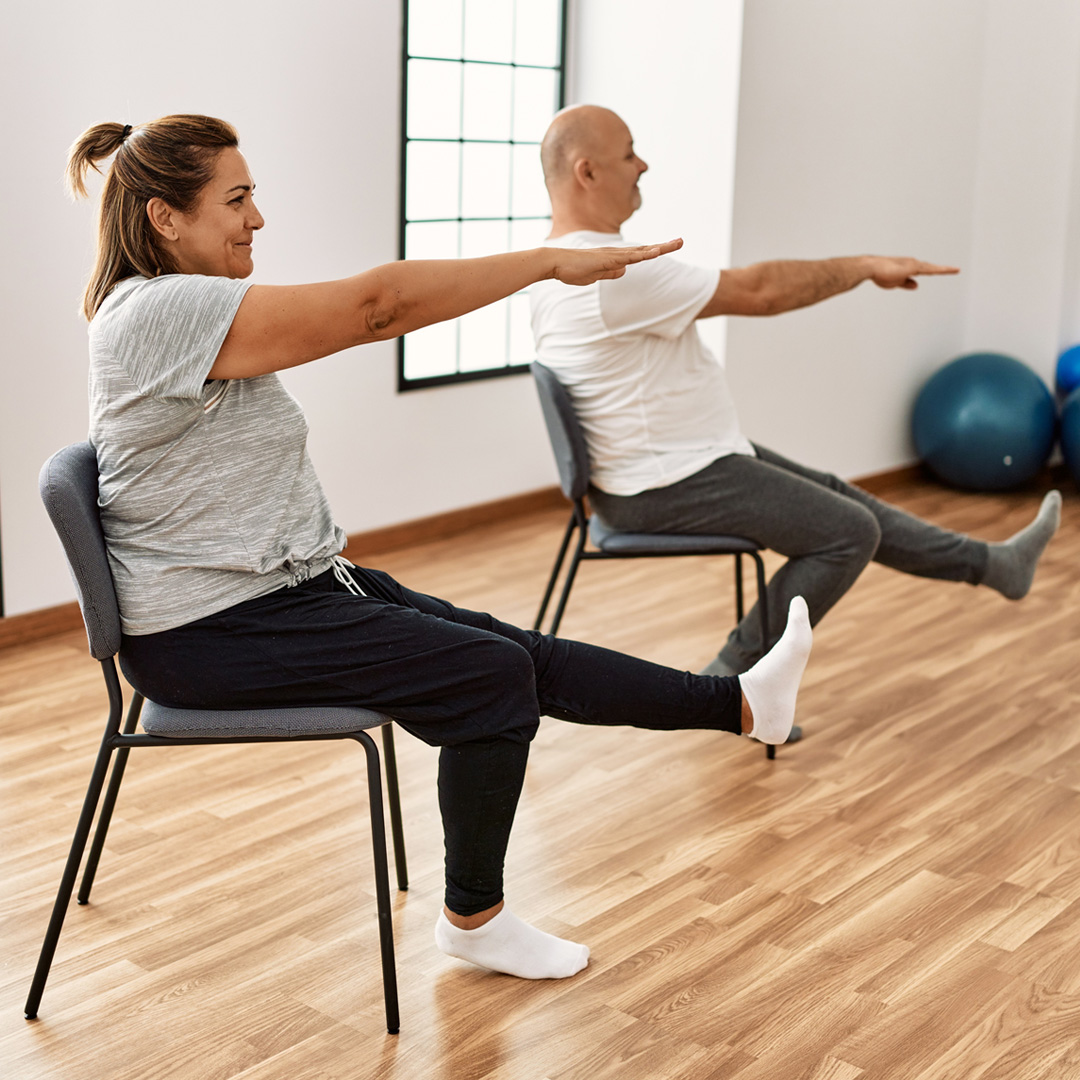 people doing chair yoga