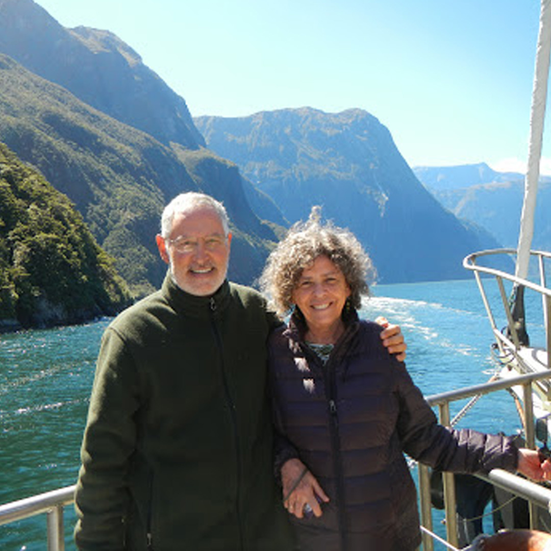 Deborah and Jeffrey on a sailboat