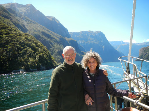 Deborah and Jeffrey on a sailboat
