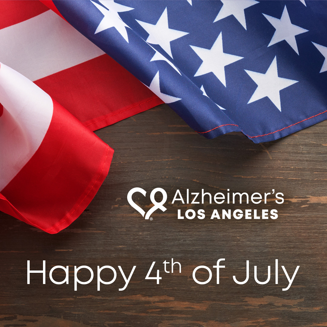 American flag and Alzheimer's Los Angeles logo