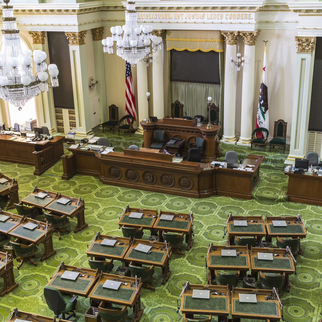 The California legislature chamber in Sacramento