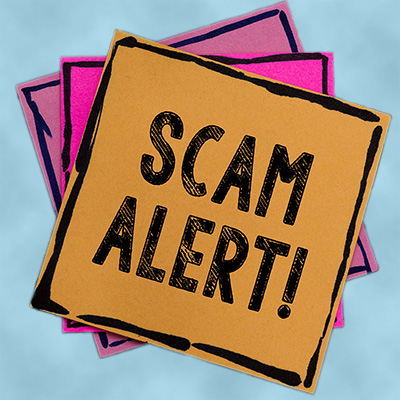 Scam Alert! sign in bright colors