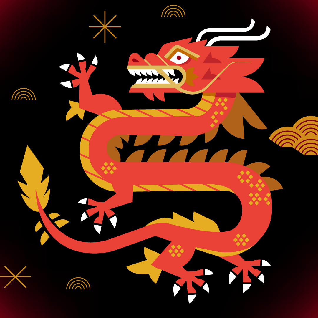 stylized illustration of a dragon