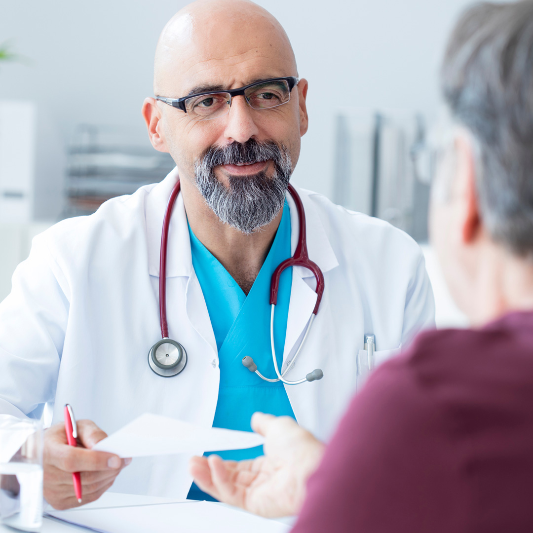 clinical researcher talking with participant