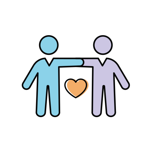 icon of two people linking arms with a heart symbol between them