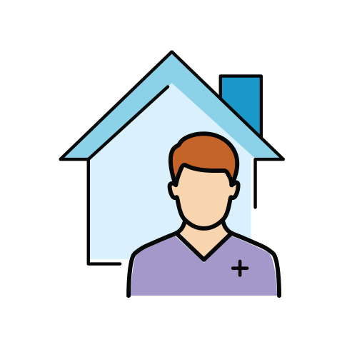 icon of house and social worker