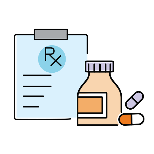 icon of prescription pad and medicine bottle